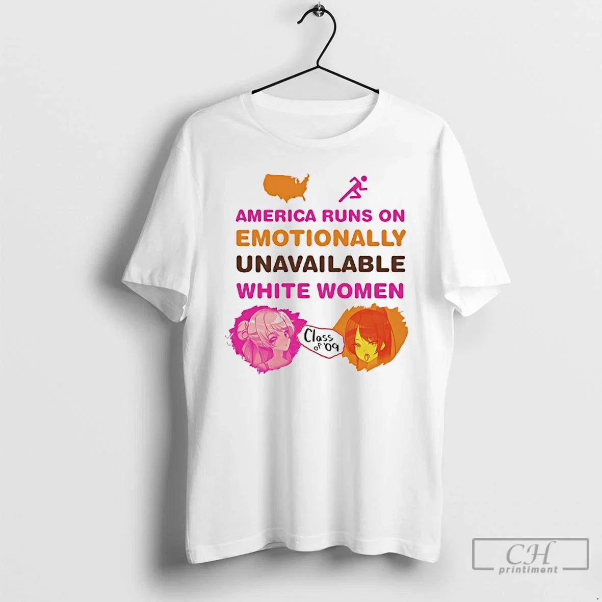 Classic America Runs On Emotionally Unavailable White - Adult & Kids T-Shirts, Sweatshirts & Hoodies apparel design preview 1