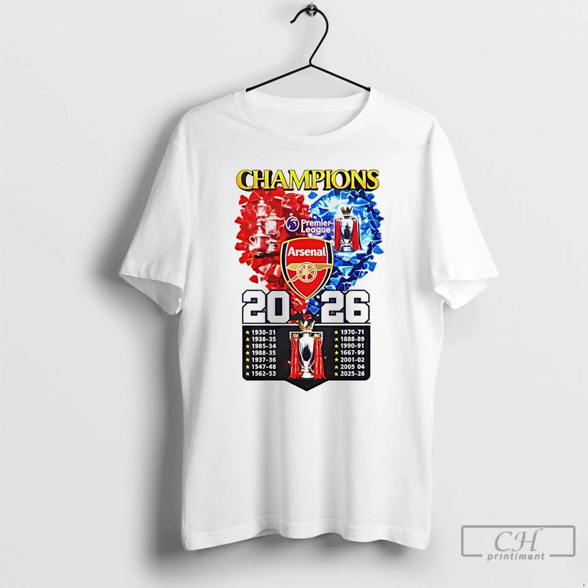 Classic Arsenal Fc Premier League 2026 Champions - Adult & Kids T-Shirts, Sweatshirts & Hoodies apparel design preview 1