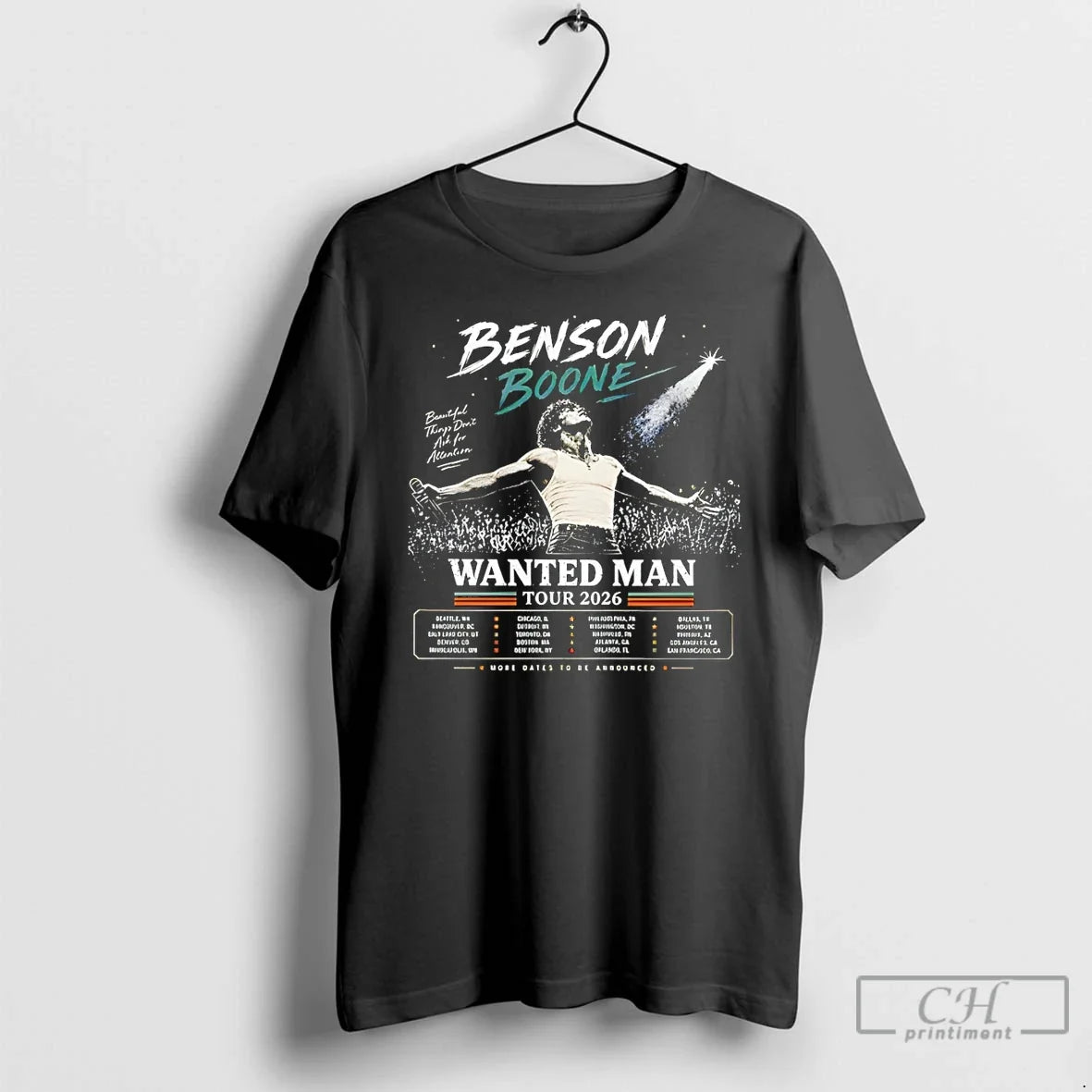 Classic Benson Boone Wanted Man World Tour 2026 - Adult & Kids T-Shirts, Sweatshirts & Hoodies apparel design preview 1
