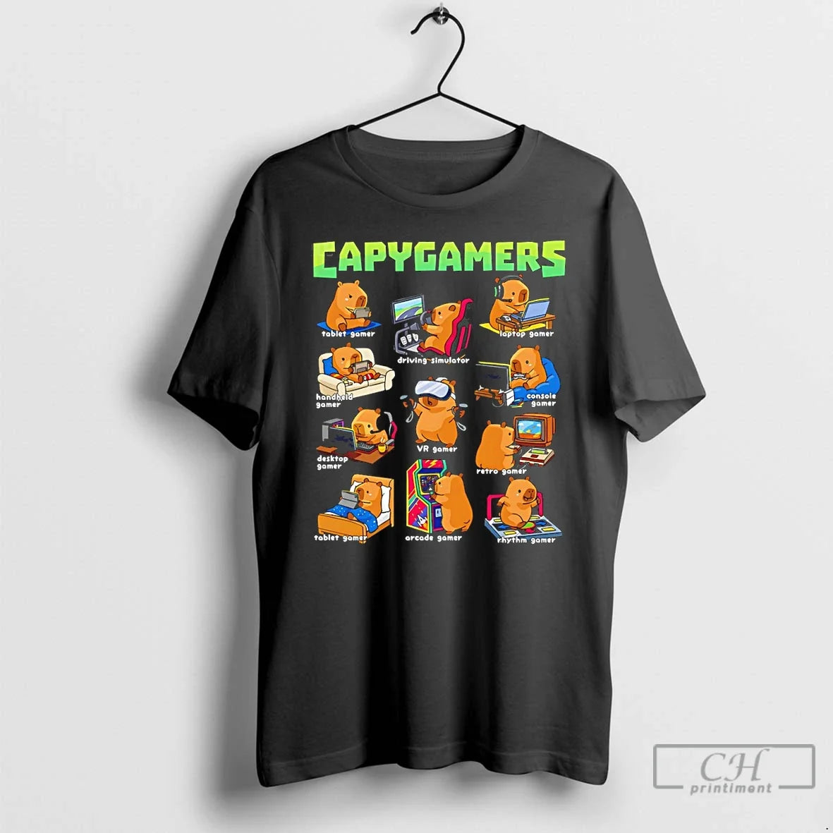 Classic Capygamers Tablet Gamer Driving Simulator - Adult & Kids T-Shirts, Sweatshirts & Hoodies apparel design preview 1