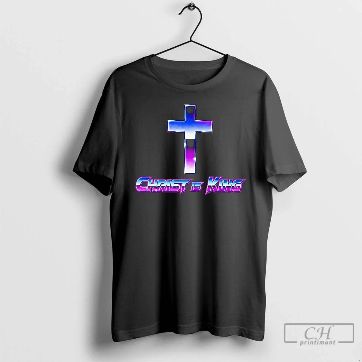 Classic Christ Is King Synthwave - Adult & Kids T-Shirts, Sweatshirts & Hoodies apparel design preview 1