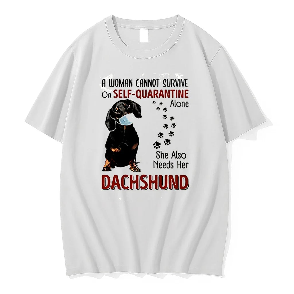 Classic Dachshund A Woman Cannot Survive Of Self - Adult & Kids T-Shirts, Sweatshirts & Hoodies apparel design preview 1