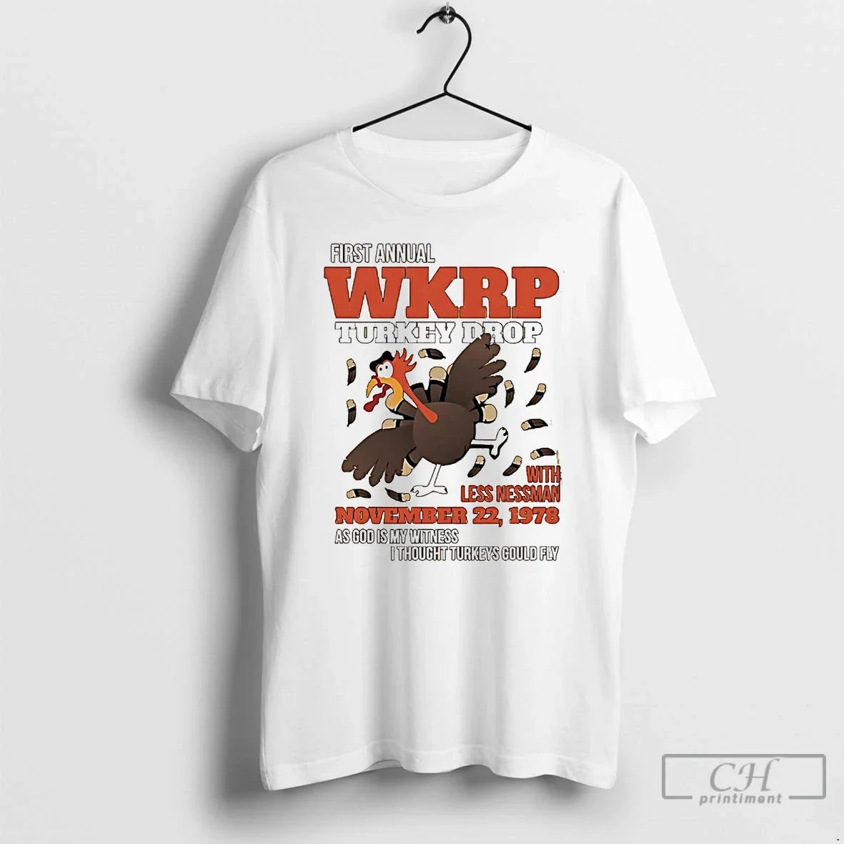 Classic First Annual Wkrp Turkey Drop With Less - Adult & Kids T-Shirts, Sweatshirts & Hoodies apparel design preview 1