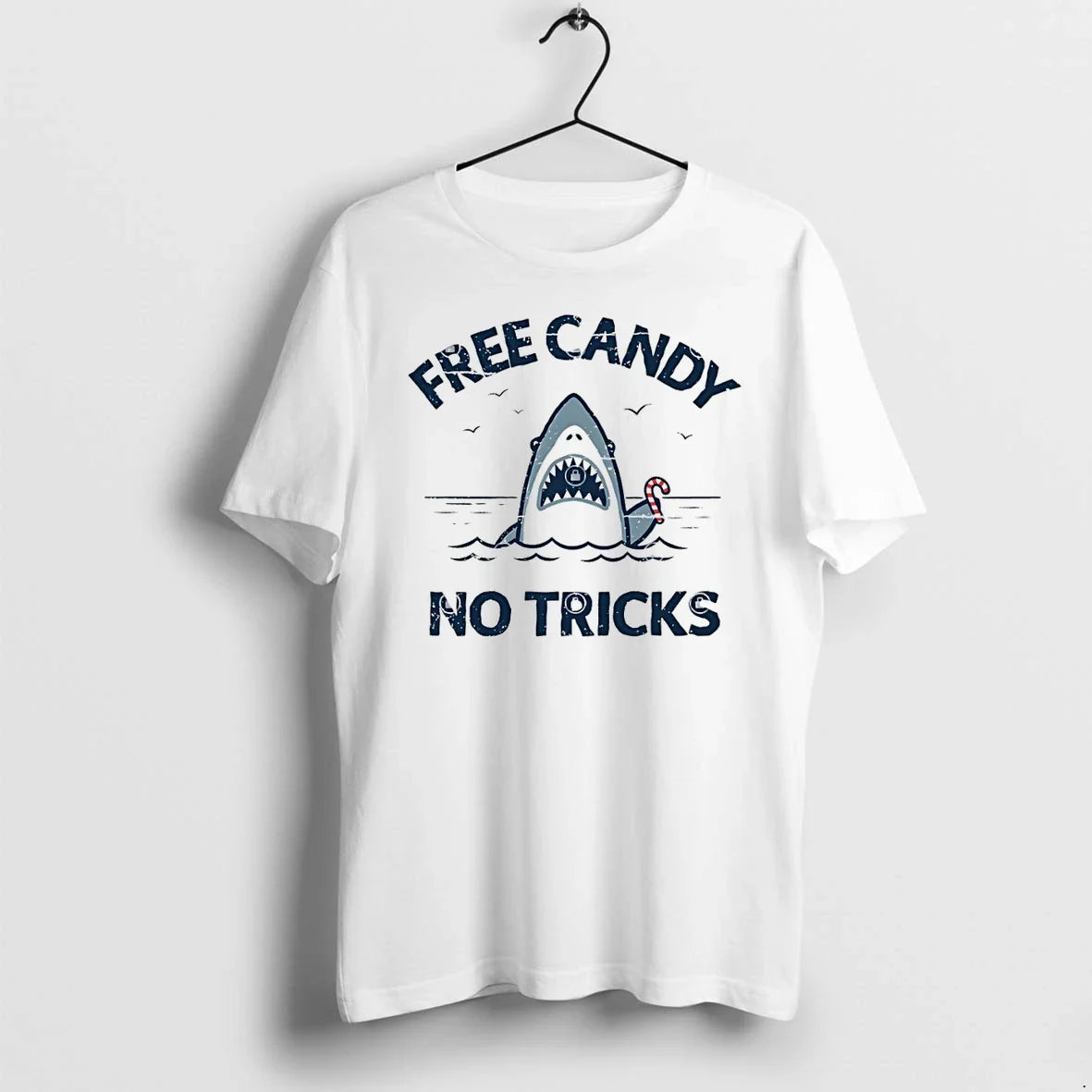 Classic Free Candy No Tricks Trust The Shark With - Adult & Kids T-Shirts, Sweatshirts & Hoodies apparel design preview 1