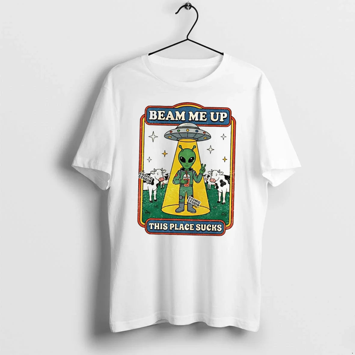 Classic Funny Alien Beam Me Up This Place Sucks - Adult & Kids T-Shirts, Sweatshirts & Hoodies apparel design preview 1