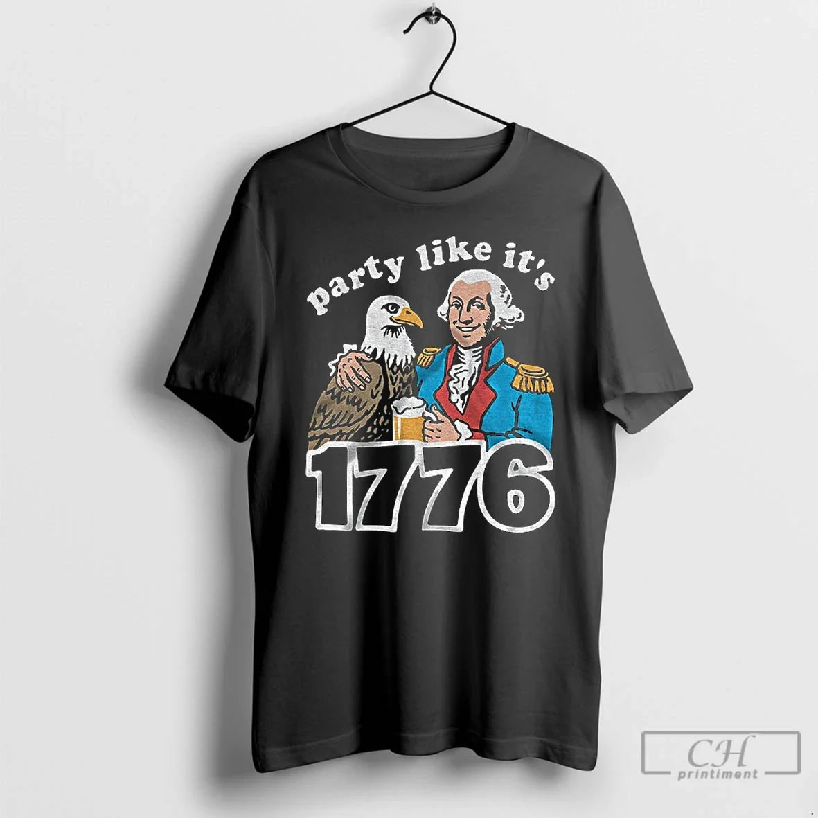 Classic George Washington Eagle Party Like Its 1776 - Adult & Kids T-Shirts, Sweatshirts & Hoodies apparel design preview 1