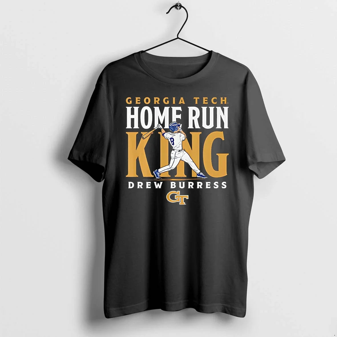 Classic Georgia Tech Baseball Drew Burress Home Run - Adult & Kids T-Shirts, Sweatshirts & Hoodies apparel design preview 1