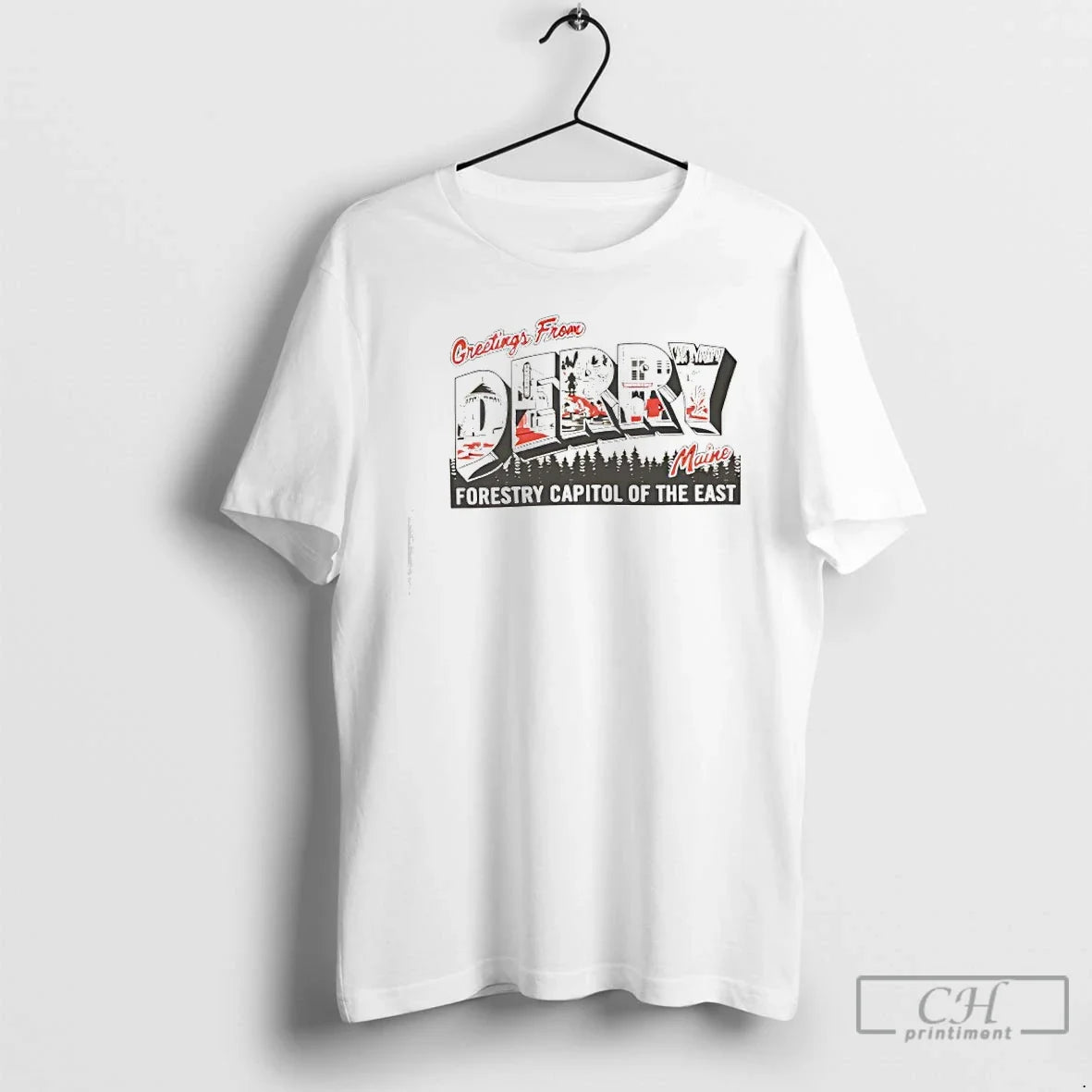 Classic Greetings From Derry Maine Forestry Capitol - Adult & Kids T-Shirts, Sweatshirts & Hoodies apparel design preview 1