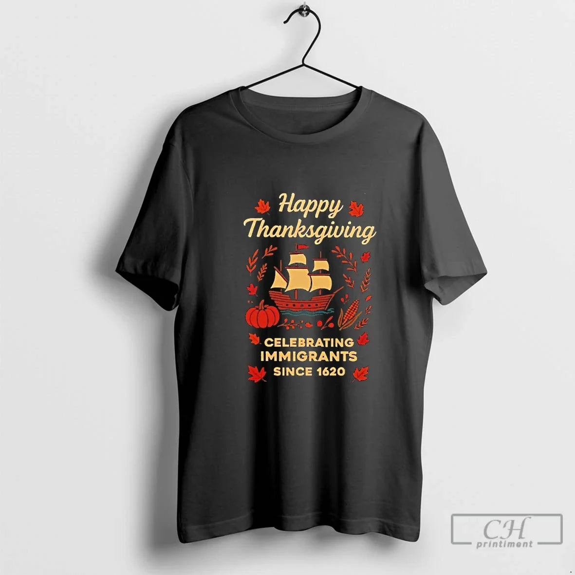 Classic Happy Thanksgiving Celebrating Immigrants - Adult & Kids T-Shirts, Sweatshirts & Hoodies apparel design preview 1