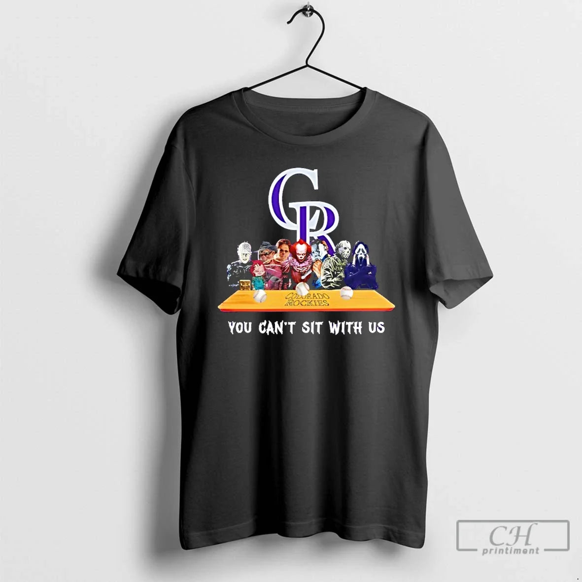 Classic Horror Movie Characters You Cant Sit With Us - Adult & Kids T-Shirts, Sweatshirts & Hoodies apparel design preview 1