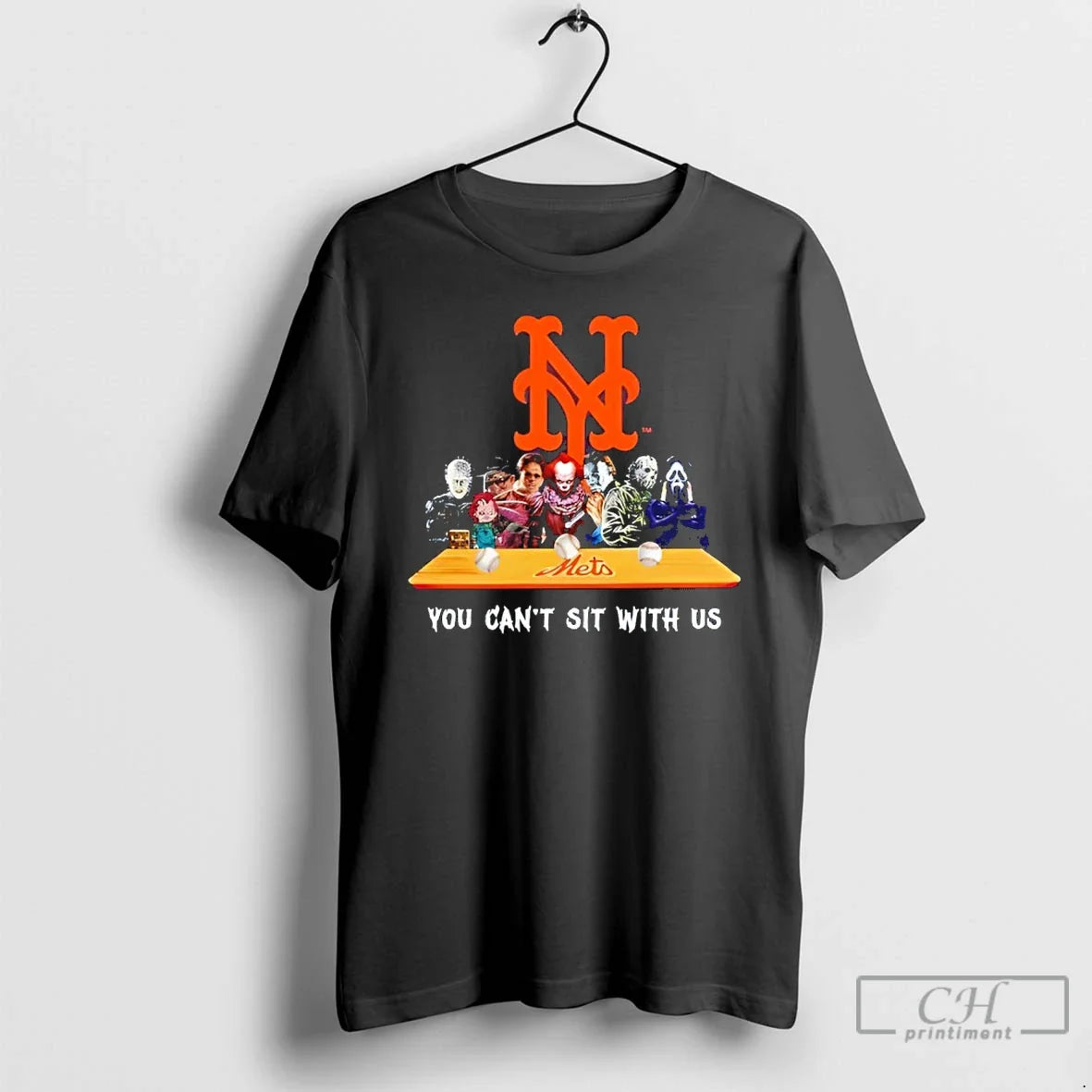 Classic Horror Movie Characters You Cant Sit With Us - Adult & Kids T-Shirts, Sweatshirts & Hoodies apparel design preview 1