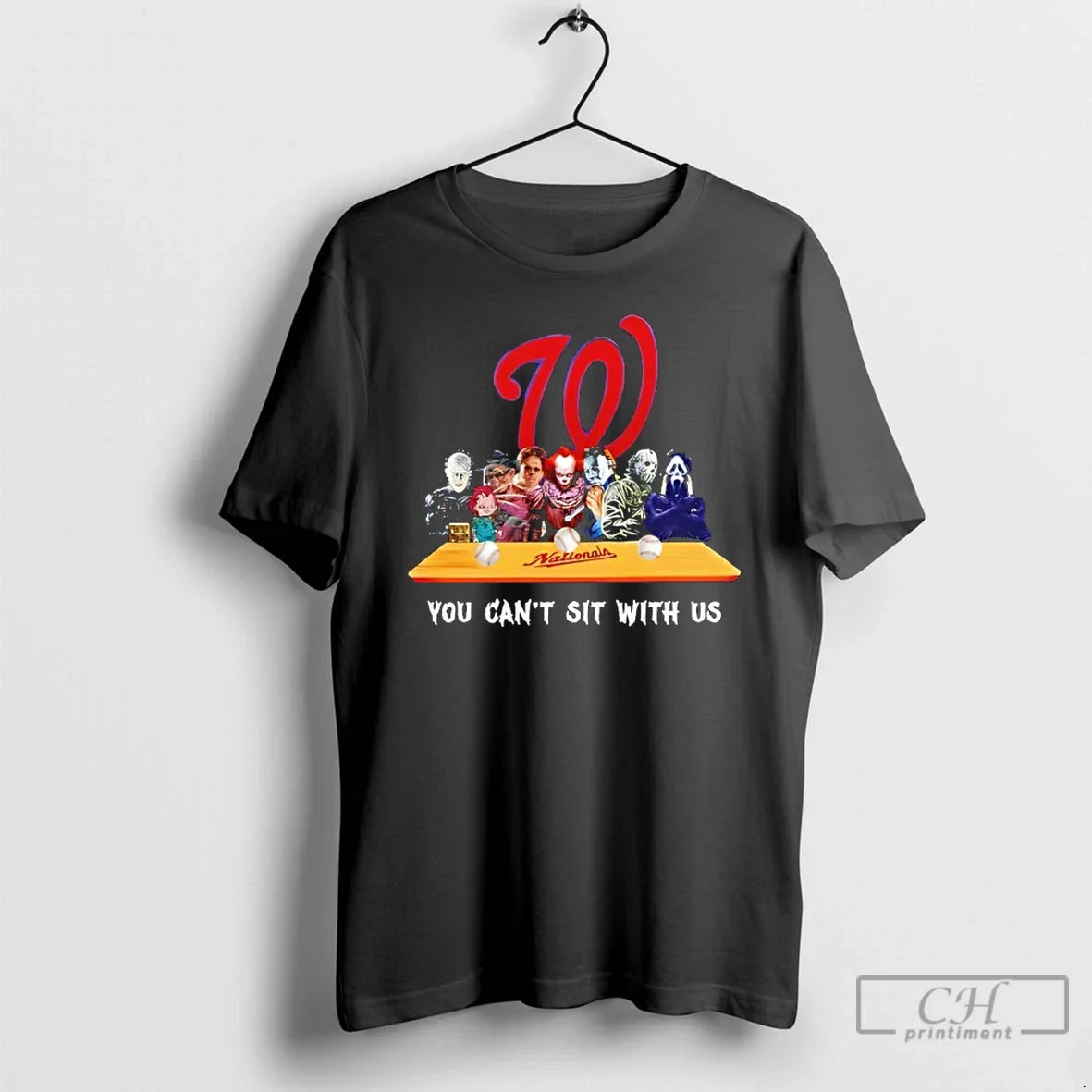 Classic Horror Movie Characters You Cant Sit With Us - Adult & Kids T-Shirts, Sweatshirts & Hoodies apparel design preview 1