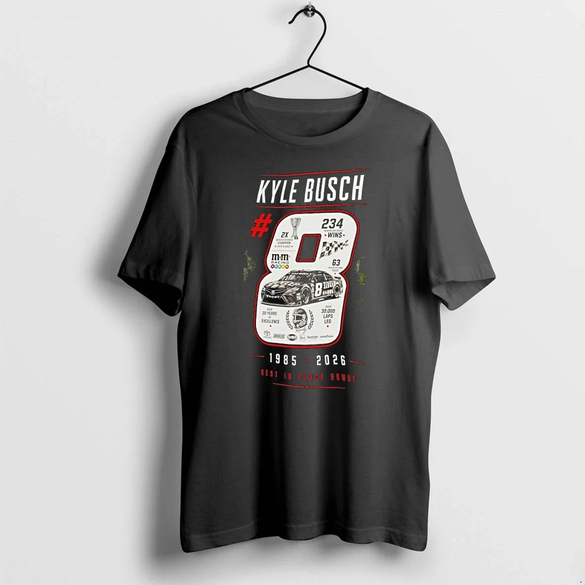 Classic Kyle Busch 8 Nascar Memorial Best In Peace - Adult & Kids T-Shirts, Sweatshirts & Hoodies apparel design preview 1