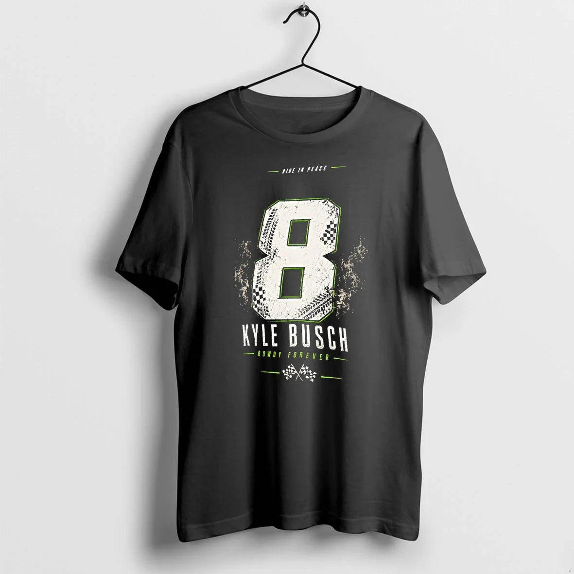 Classic Kyle Busch 8 Rowdy Forever Ride In Peace 1985 - Adult & Kids T-Shirts, Sweatshirts & Hoodies apparel design preview 1