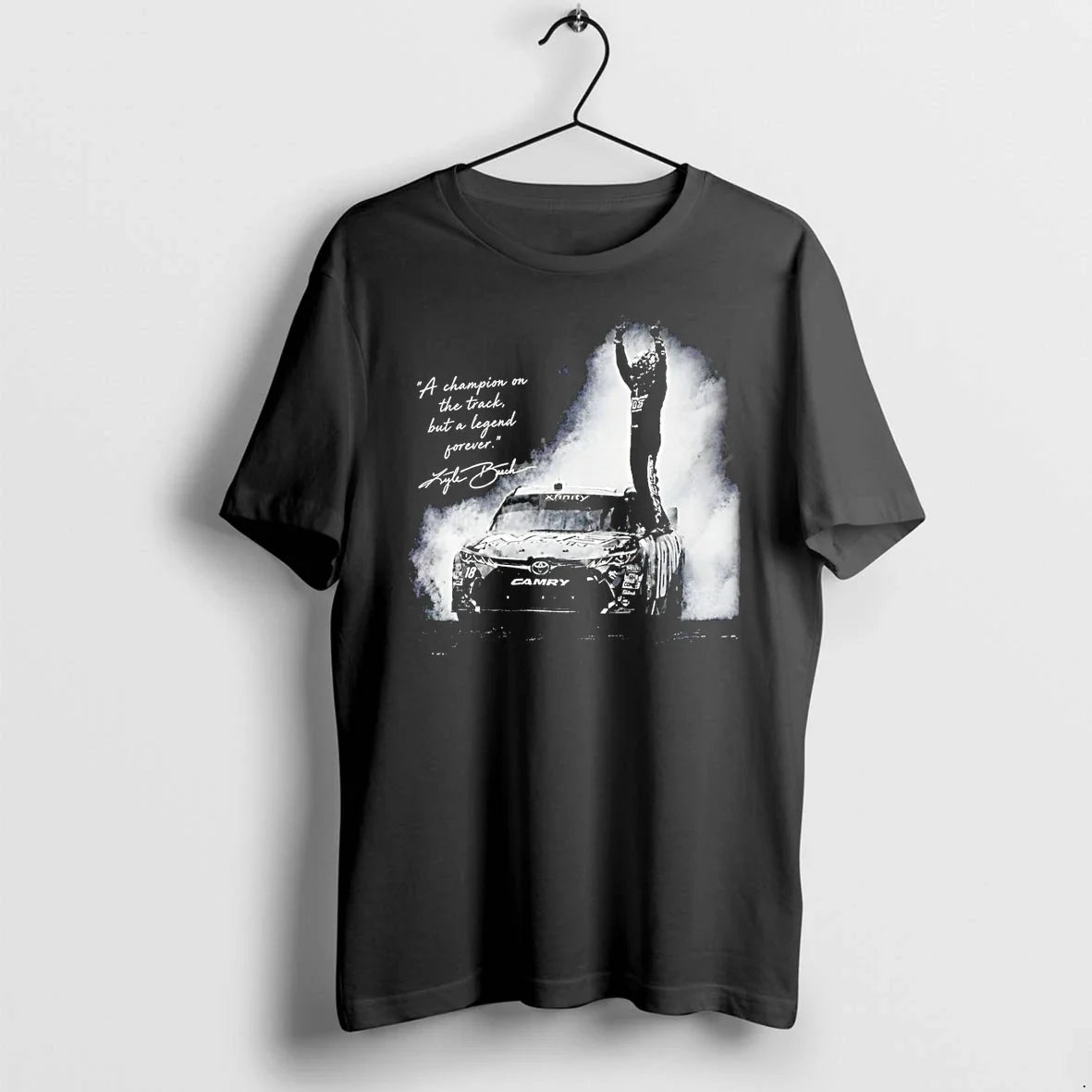 Classic Kyle Busch A Champion On The Track But Legend - Adult & Kids T-Shirts, Sweatshirts & Hoodies apparel design preview 1