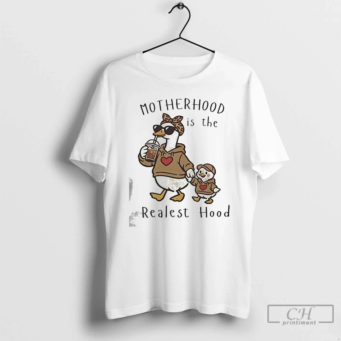 Classic Mama Duck Motherhood Is The Realest Hood - Adult & Kids T-Shirts, Sweatshirts & Hoodies apparel design preview 1