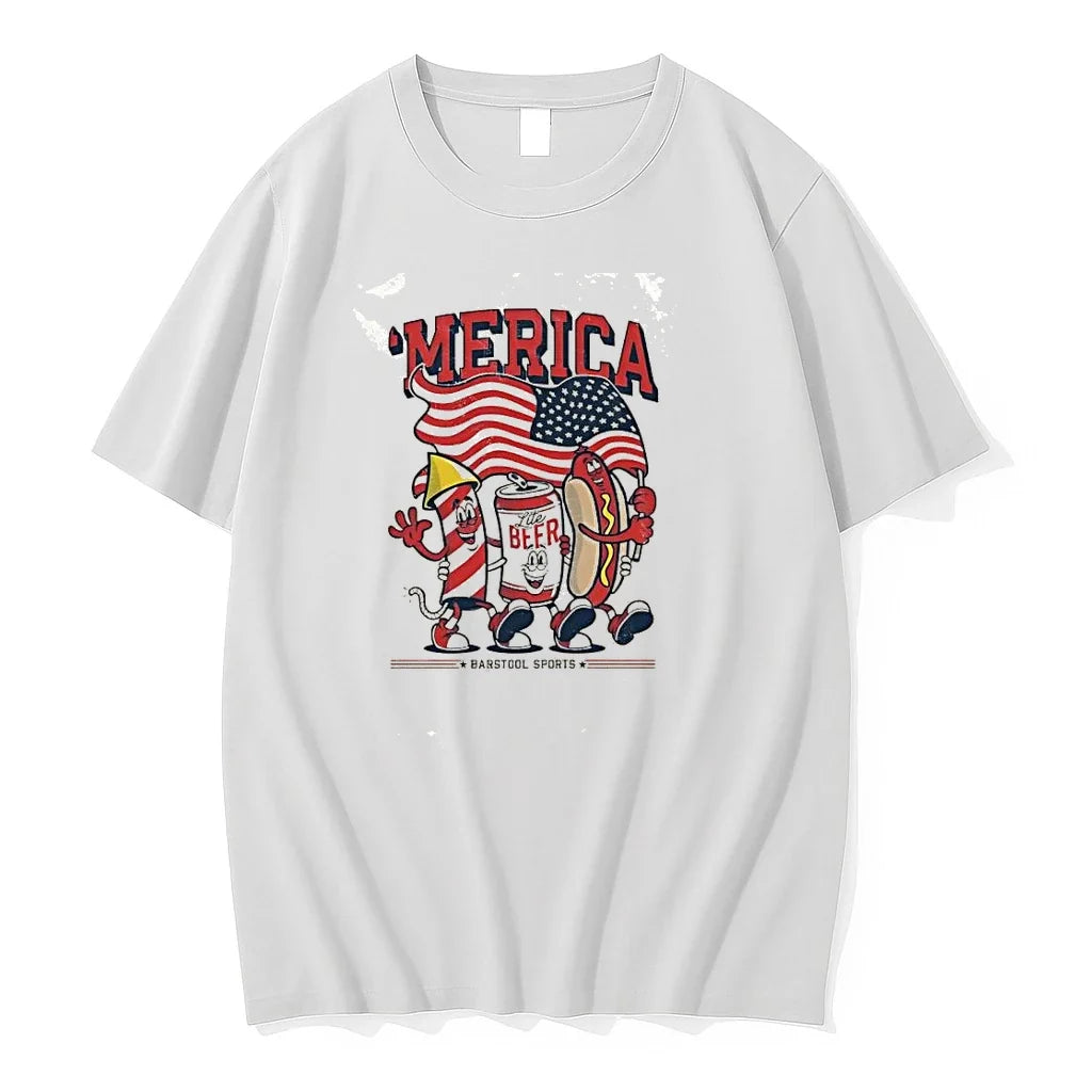 Classic Merica Lite Beer Hot Dog Firework 4th Of July - Adult & Kids T-Shirts, Sweatshirts & Hoodies apparel design preview 1