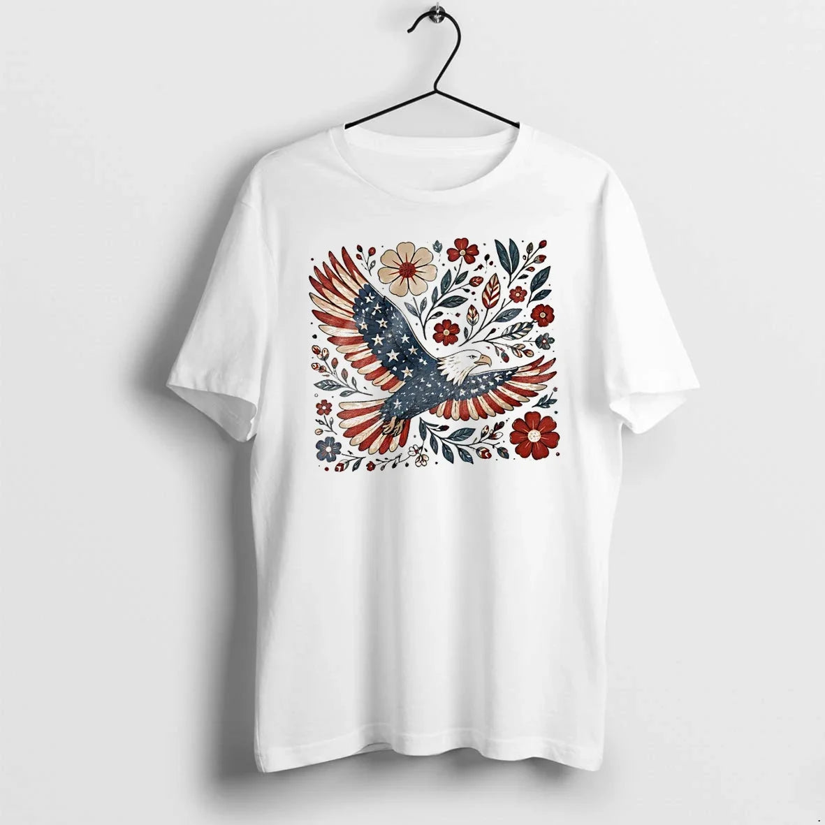 Classic Patriotic Eagle America Graphic Floral 4th - Adult & Kids T-Shirts, Sweatshirts & Hoodies apparel design preview 1
