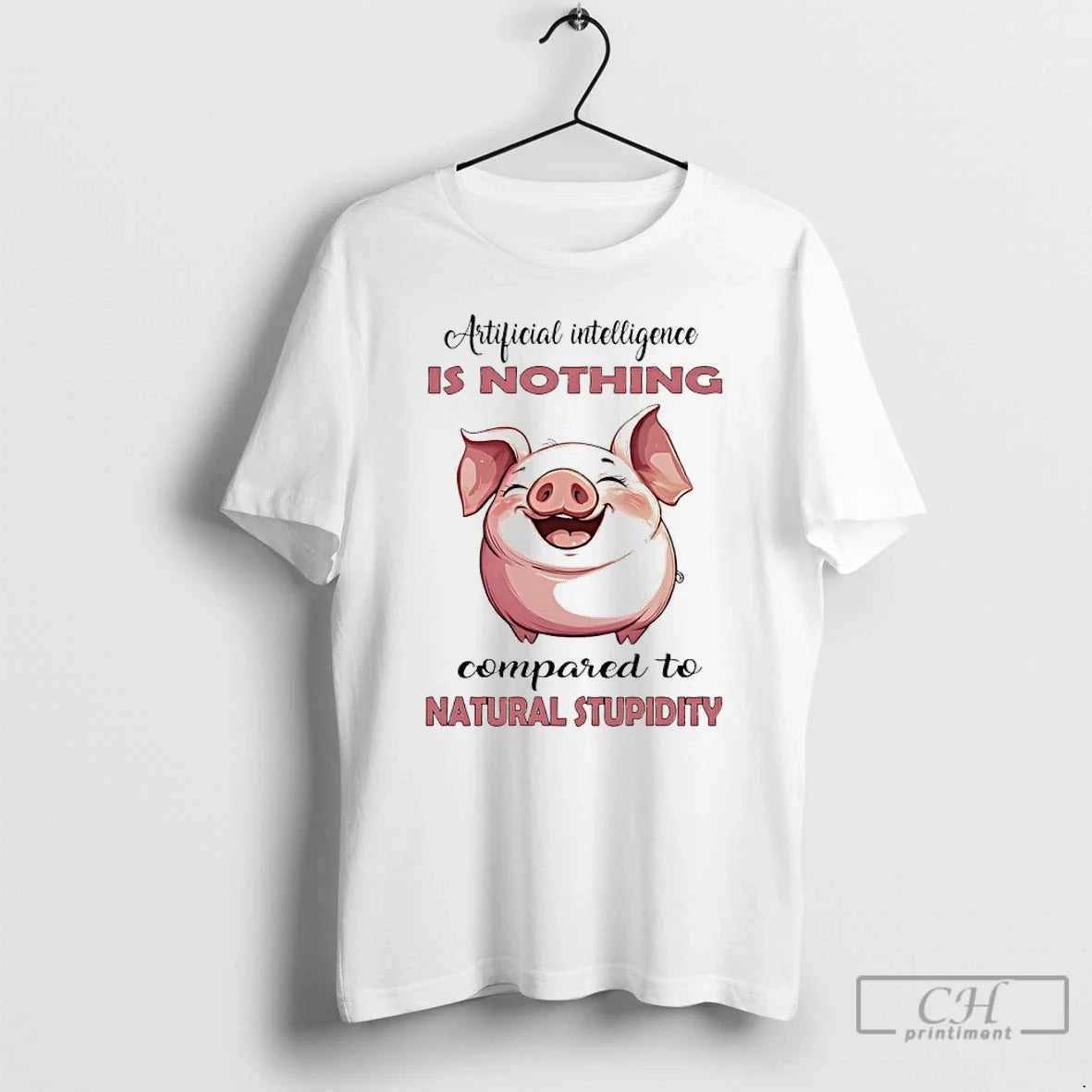 Classic Pig Artificial Intelligence Is Nothing - Adult & Kids T-Shirts, Sweatshirts & Hoodies apparel design preview 1