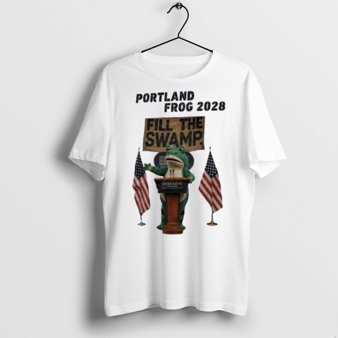 Classic Portland Frog 2028 Fill The Swamp - Adult & Kids T-Shirts, Sweatshirts & Hoodies apparel design preview 1