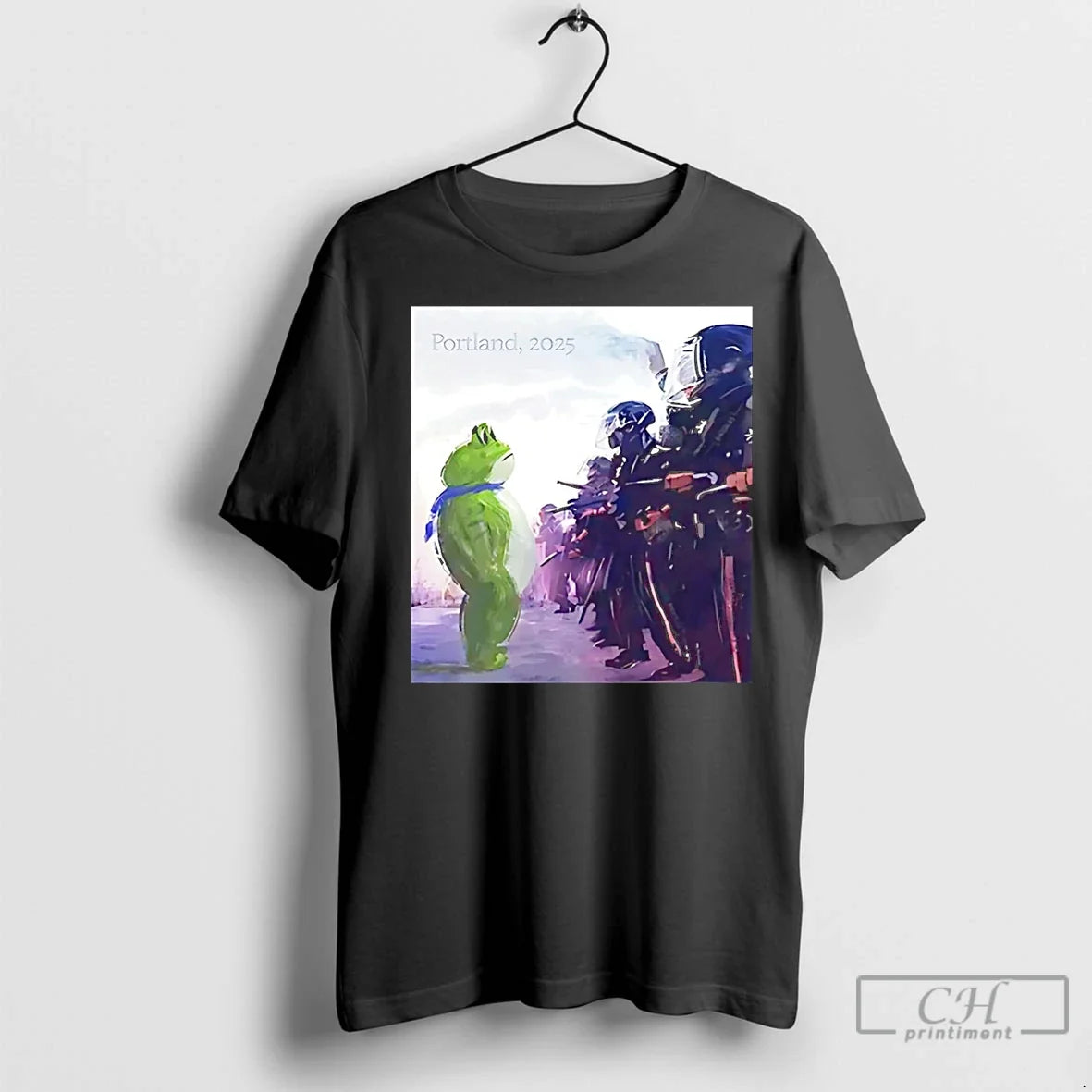 Classic Portland Frog Protest 2025 Anti Trump Art - Adult & Kids T-Shirts, Sweatshirts & Hoodies apparel design preview 1