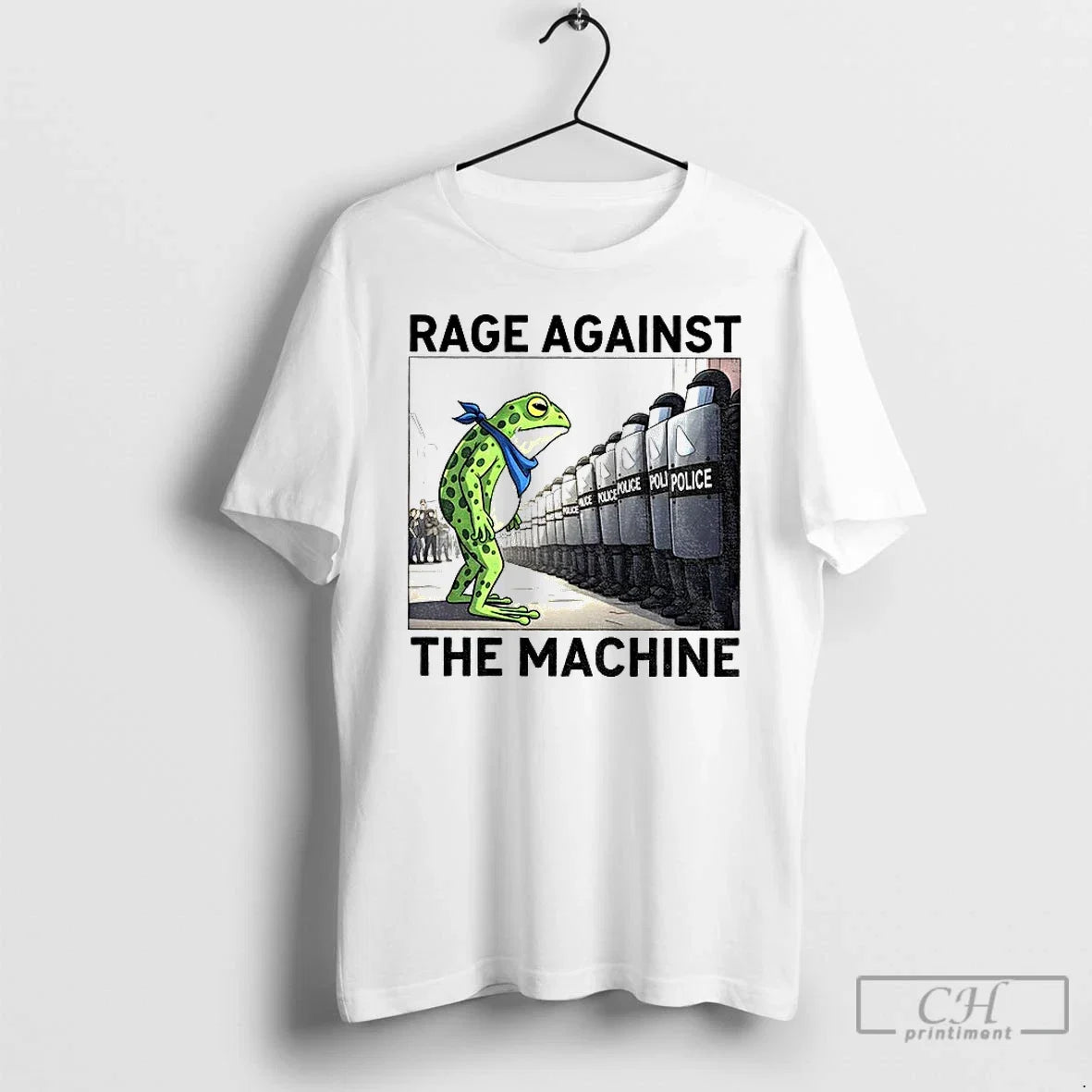 Classic Portland Frog Rage Against The Machine Police - Adult & Kids T-Shirts, Sweatshirts & Hoodies apparel design preview 1