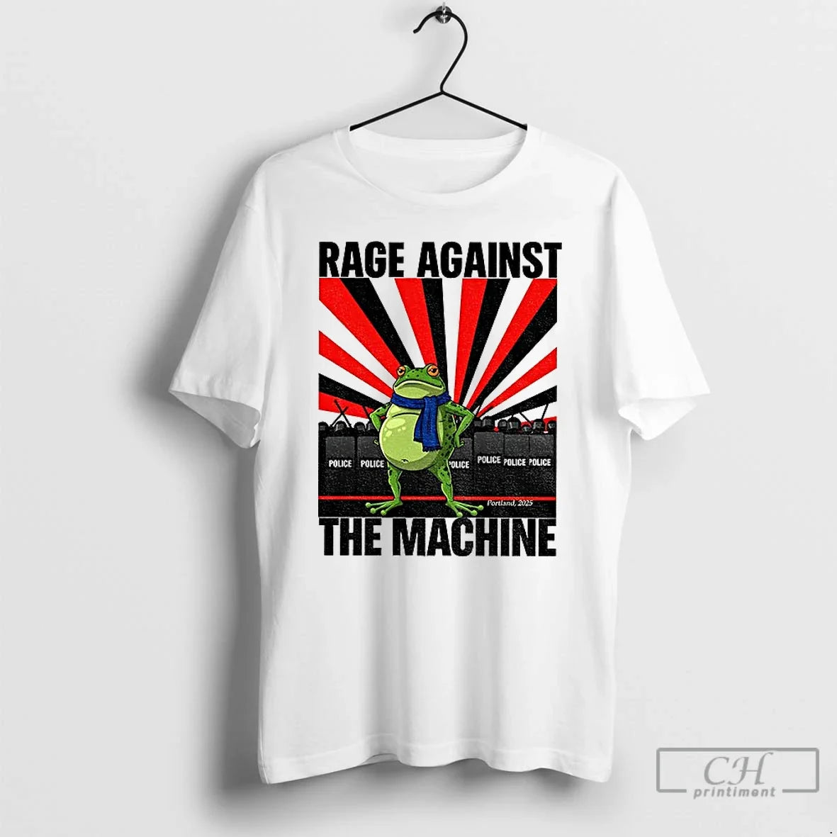 Classic Portland Frog Rage Against The Machine Police - Adult & Kids T-Shirts, Sweatshirts & Hoodies apparel design preview 1