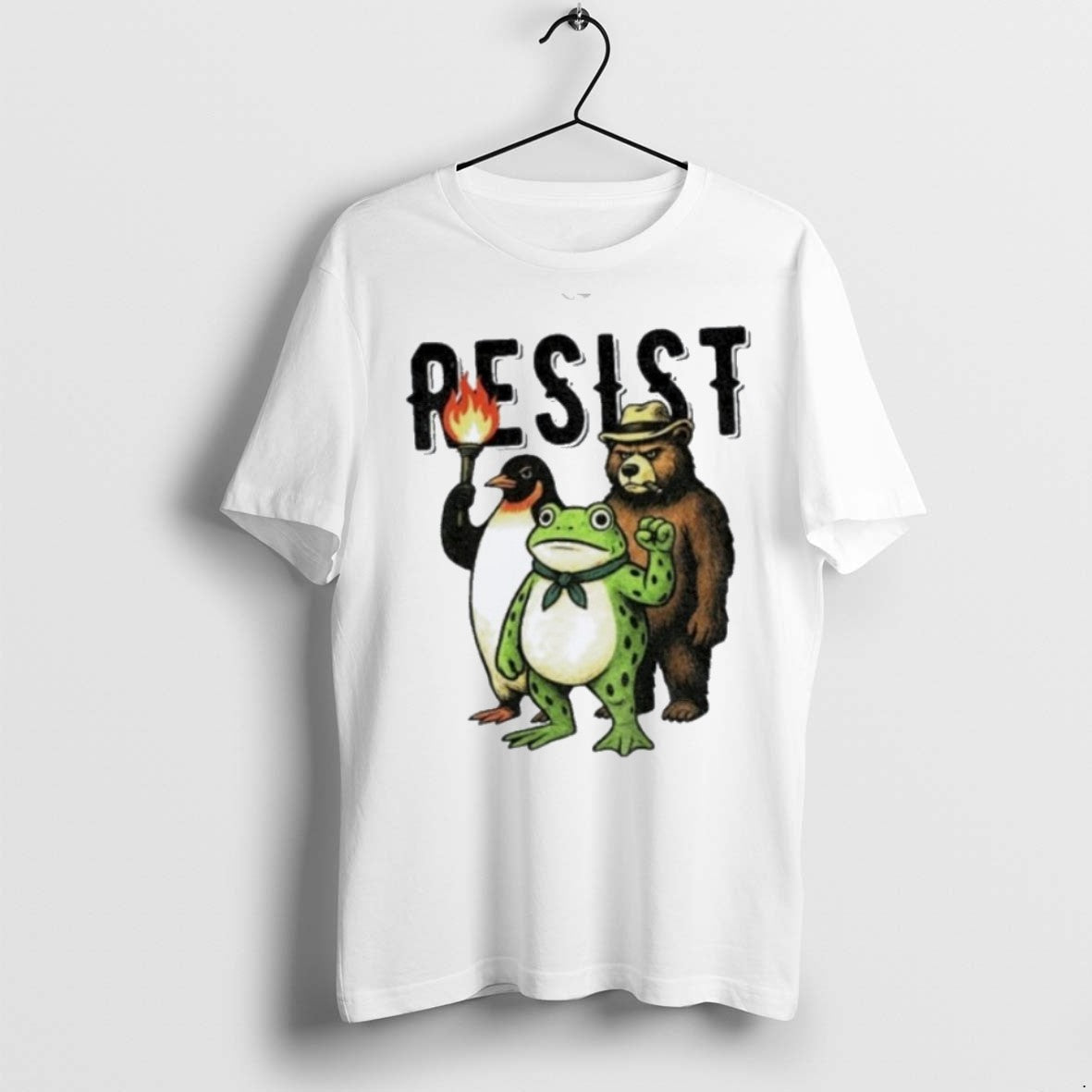 Classic Resist Portland Frog Penguin Bear Abolish Ice - Adult & Kids T-Shirts, Sweatshirts & Hoodies apparel design preview 1