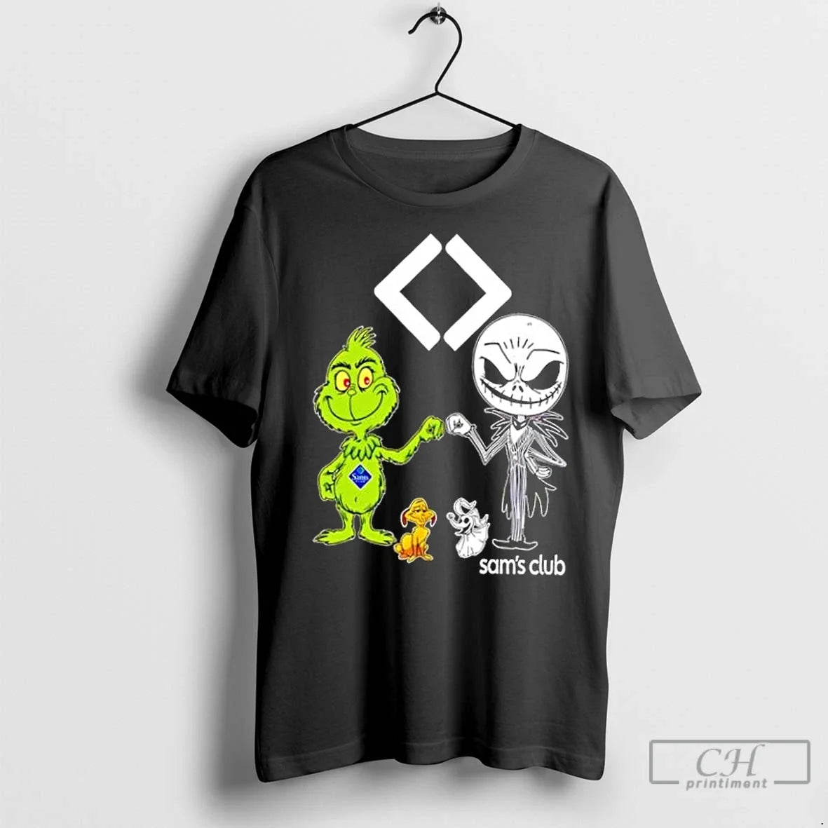 Classic Sams Club X Grinch And Jack Skellington Fist - Adult & Kids T-Shirts, Sweatshirts & Hoodies apparel design preview 1