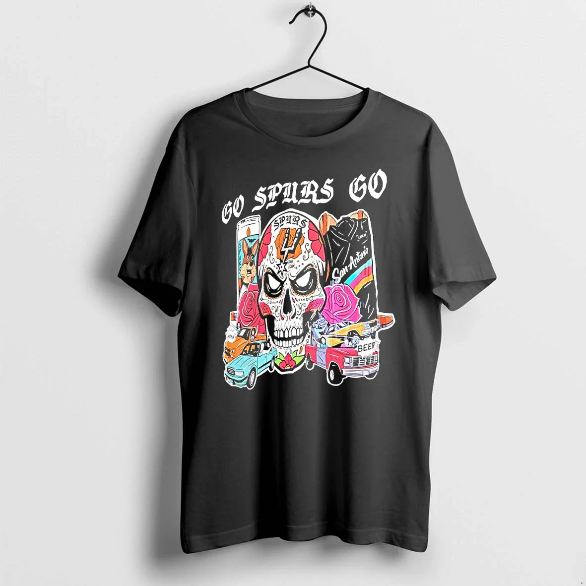 Classic San Antonio Spurs Go Sugar Skull Sweater - Adult & Kids T-Shirts, Sweatshirts & Hoodies apparel design preview 1