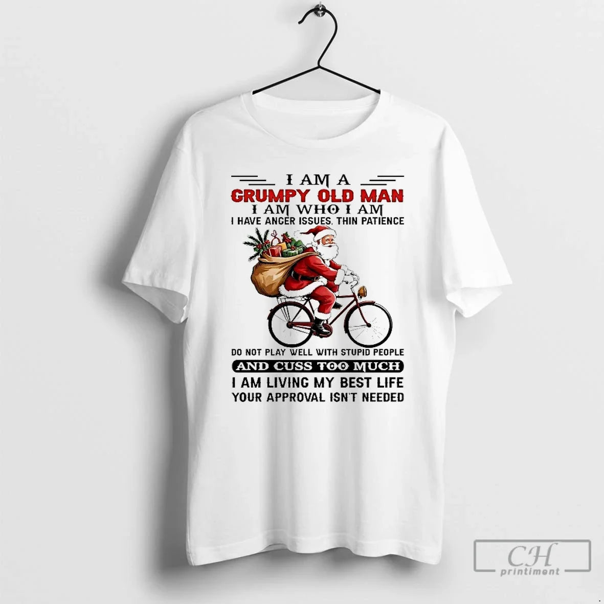 Classic Santa Riding Bike I Am A Grumpy Old Man Who - Adult & Kids T-Shirts, Sweatshirts & Hoodies apparel design preview 1