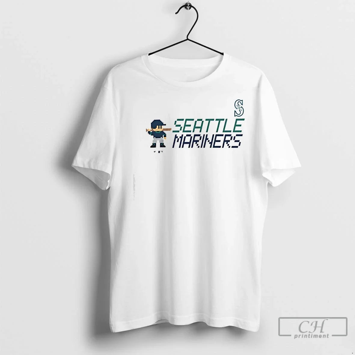 Classic Seattle Mariners 8 Bit Baseball - Adult & Kids T-Shirts, Sweatshirts & Hoodies apparel design preview 1