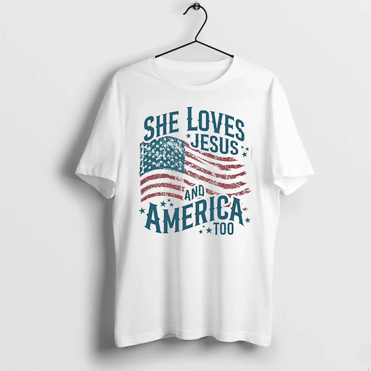 Classic She Loves Jesus And America Too Christian - Adult & Kids T-Shirts, Sweatshirts & Hoodies apparel design preview 1