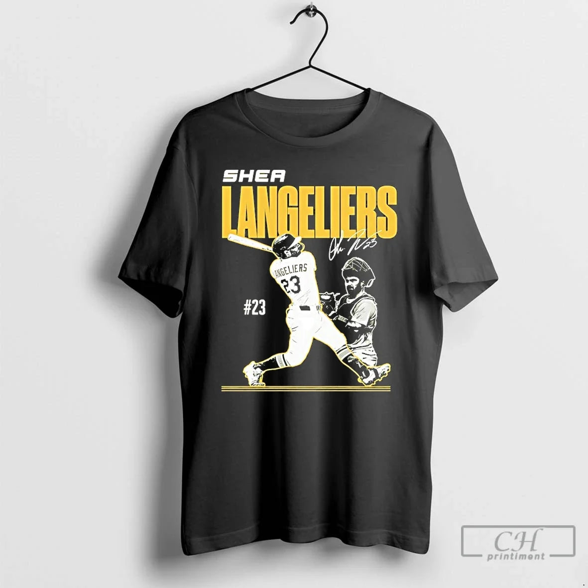Classic Shea Langeliers 23 Athletics Baseball Slugger - Adult & Kids T-Shirts, Sweatshirts & Hoodies apparel design preview 1