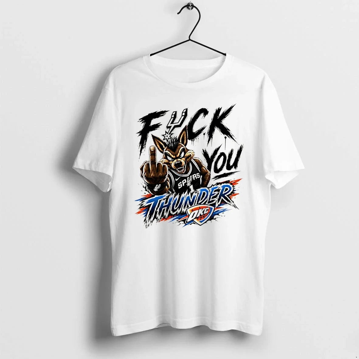 Classic Spurs Vs Thunder Fuck You Sweater - Adult & Kids T-Shirts, Sweatshirts & Hoodies apparel design preview 1