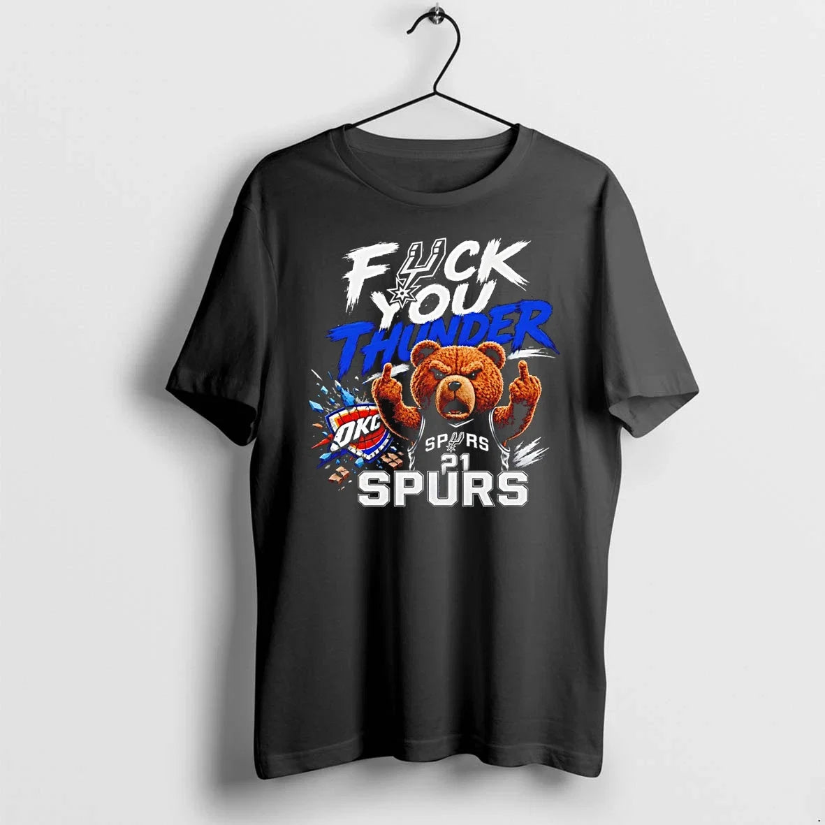 Classic Spurs Vs Thunder Ted The Bear Fuck You - Adult & Kids T-Shirts, Sweatshirts & Hoodies apparel design preview 1