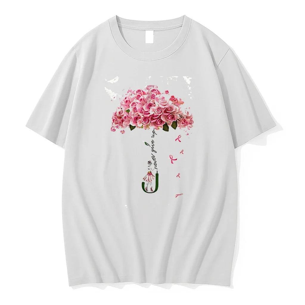 Classic Strong Girl Flower Never Give Up Breast - Adult & Kids T-Shirts, Sweatshirts & Hoodies apparel design preview 1