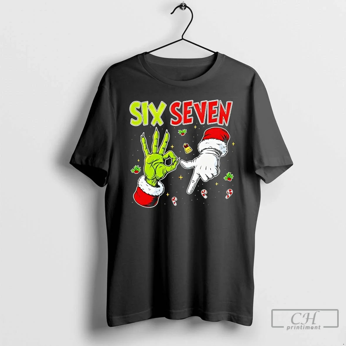 Classic The Grinch And Santa Hands Six Seven - Adult & Kids T-Shirts, Sweatshirts & Hoodies apparel design preview 1