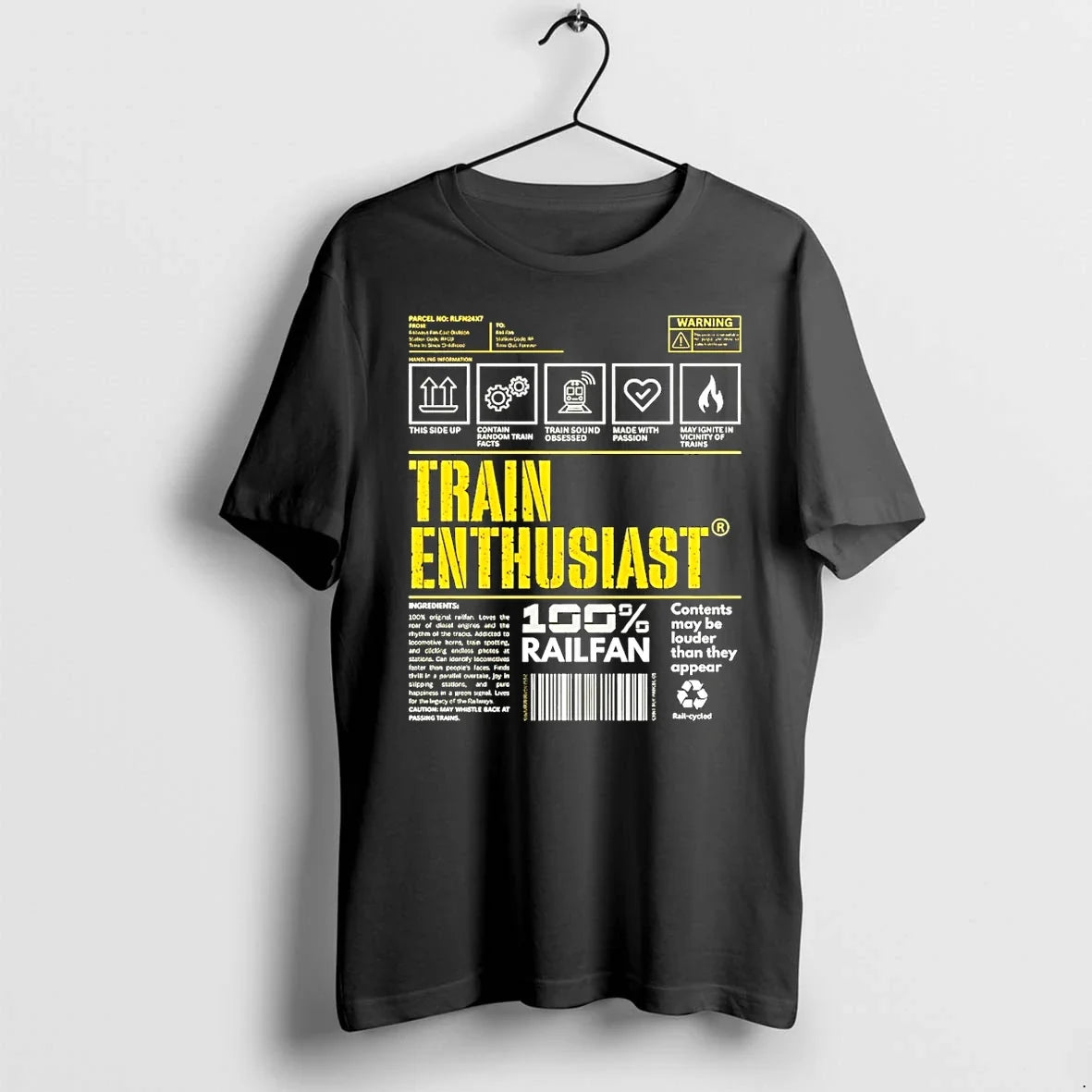 Classic Train Enthusiast 100 Railfan Contents May Be - Adult & Kids T-Shirts, Sweatshirts & Hoodies apparel design preview 1