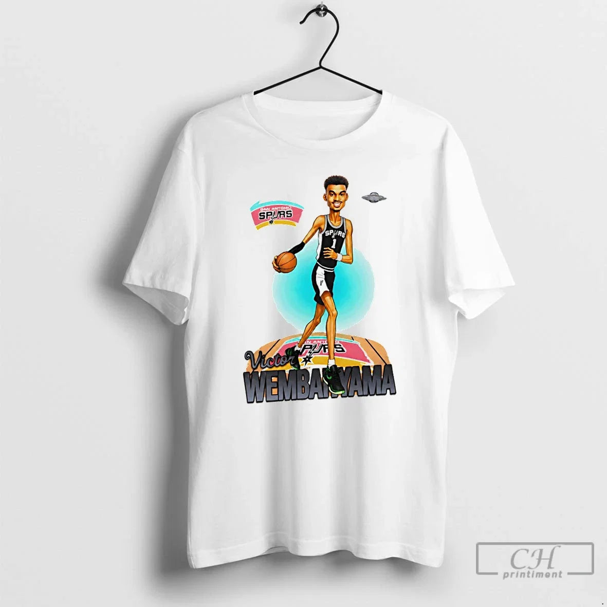 Classic Victor Wembanyama Caricature Ufo San Antonio - Adult & Kids T-Shirts, Sweatshirts & Hoodies apparel design preview 1