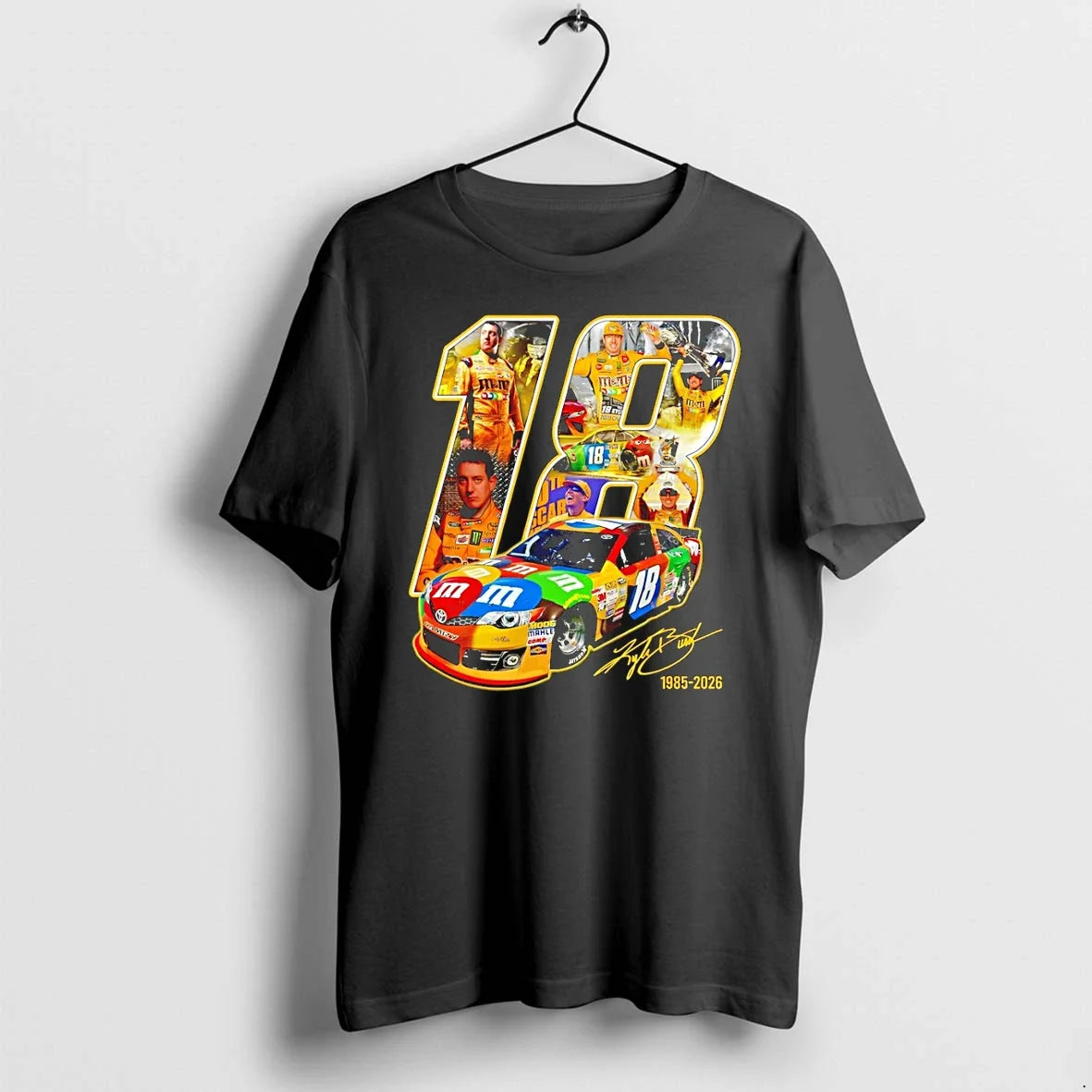 Classic Vintage Kyle Busch 18 Tribute Nascar Legend - Adult & Kids T-Shirts, Sweatshirts & Hoodies apparel design preview 1