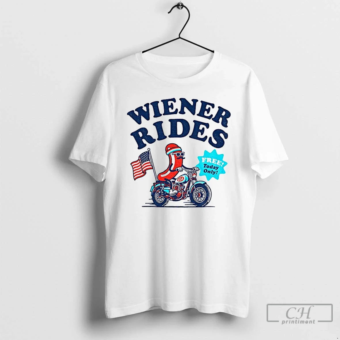 Classic Wiener Rides Free Today Only 4th Of July - Adult & Kids T-Shirts, Sweatshirts & Hoodies apparel design preview 1
