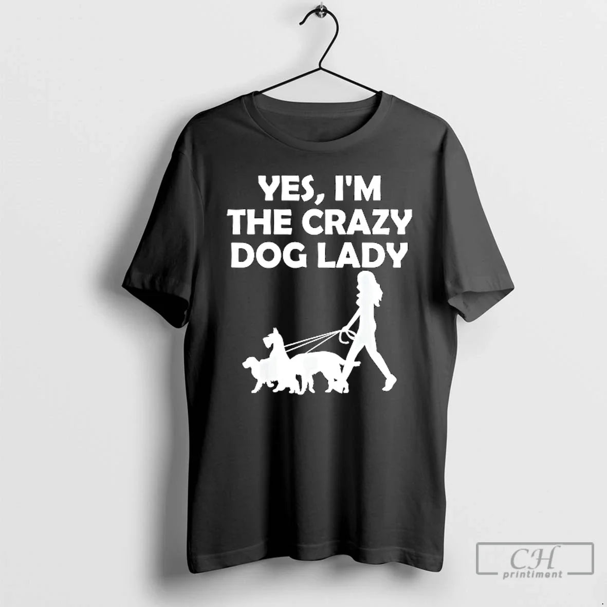 Classic Yes Im The Crazy Dog Lady - Adult & Kids T-Shirts, Sweatshirts & Hoodies apparel design preview 1