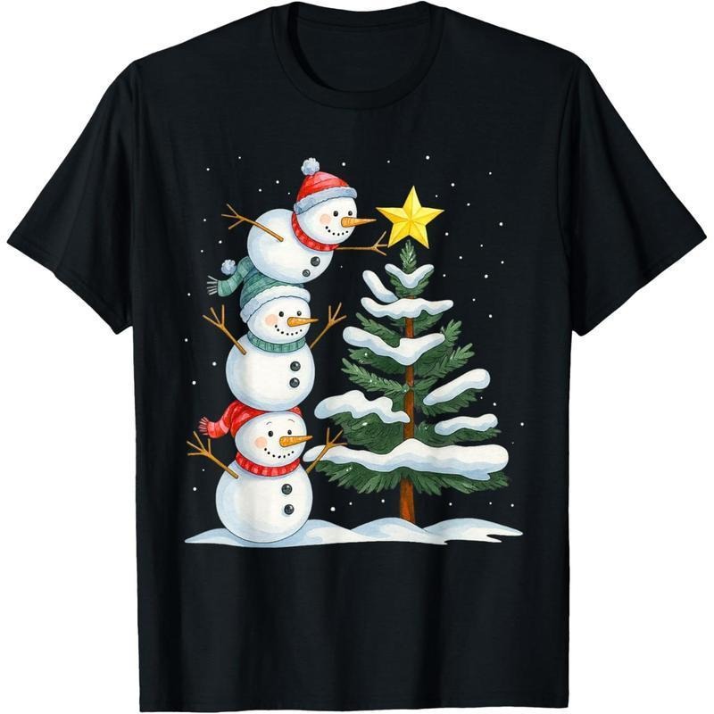 Classic Cotton Round Neck Funny Snowman Topper Tree - Adult & Kids T-Shirts, Sweatshirts & Hoodies apparel design preview 1