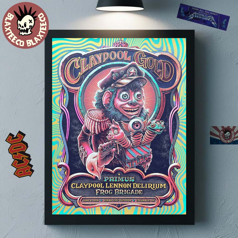 Claypool Gold Primus Lennon Delirium And Frog Brigade - Adult & Kids T-Shirts, Sweatshirts & Hoodies apparel design preview 1