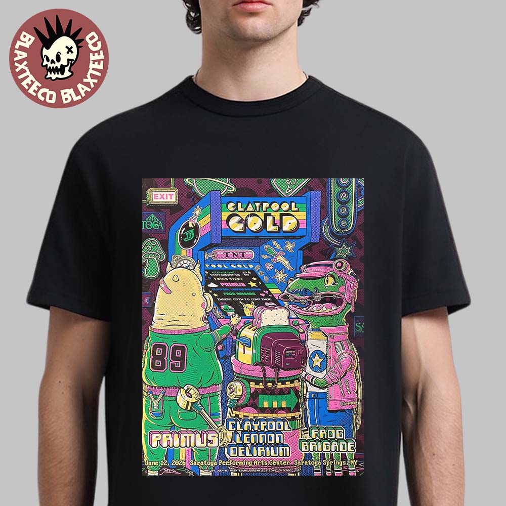 Claypool Gold Primus Lennon Delirium And Frog Brigade - Adult & Kids T-Shirts, Sweatshirts & Hoodies apparel design preview 1
