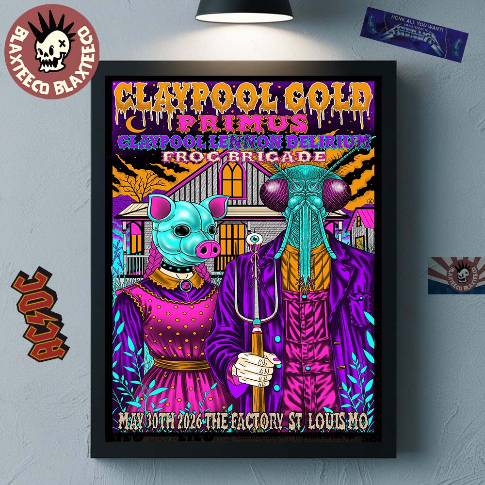 Claypool Gold Primus Lennon Delirium And Frog Brigade - Adult & Kids T-Shirts, Sweatshirts & Hoodies apparel design preview 1
