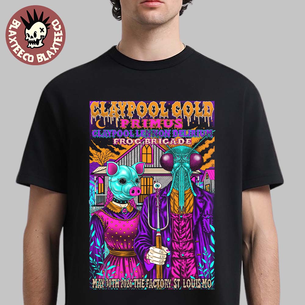Claypool Gold Primus Lennon Delirium And Frog Brigade - Adult & Kids T-Shirts, Sweatshirts & Hoodies apparel design preview 1