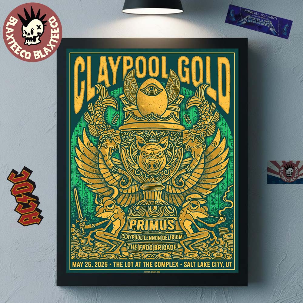 Claypool Gold Primus Lennon Delirium And The Frog - Adult & Kids T-Shirts, Sweatshirts & Hoodies apparel design preview 1