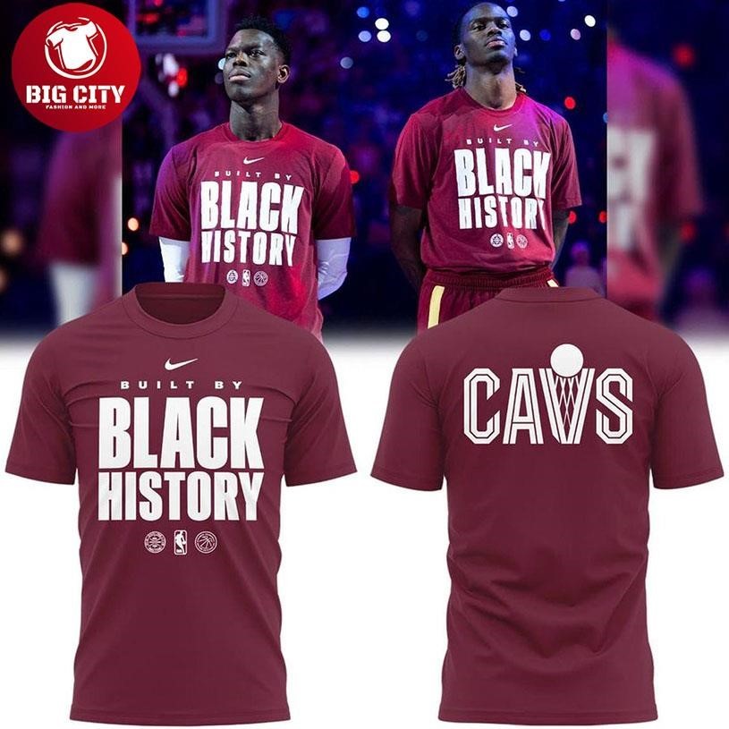 Cleveland Cavaliers Built By Black History 2026 - Adult & Kids T-Shirts, Sweatshirts & Hoodies apparel design preview 1